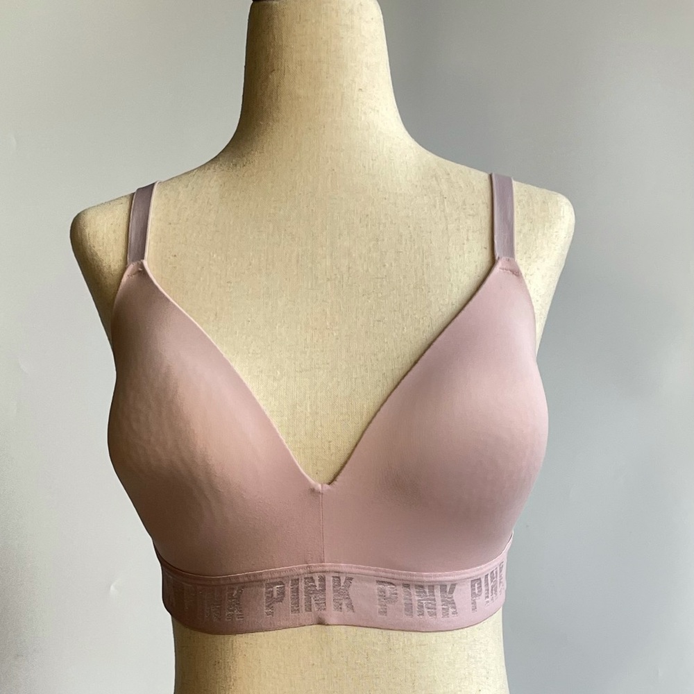PINK Wire Free Bra Lightly Lined 34DD Pink